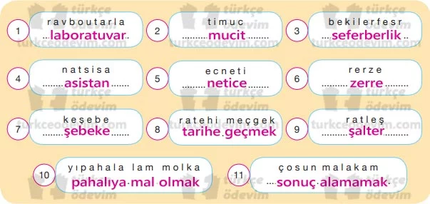 Ampulün İlk Yanışı Metni Cevapları - Kelimeler