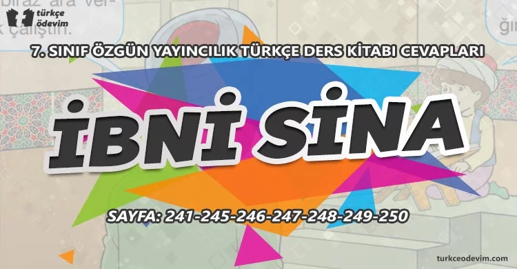 İbni Sina Metni Cevapları - 7. Sınıf Türkçe Özgün Yayınları