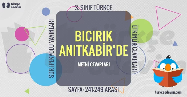 Bıcırık Anıtkabir'de Metni Cevapları - 3. Sınıf Türkçe SDR İpekyolu Yayıncılık