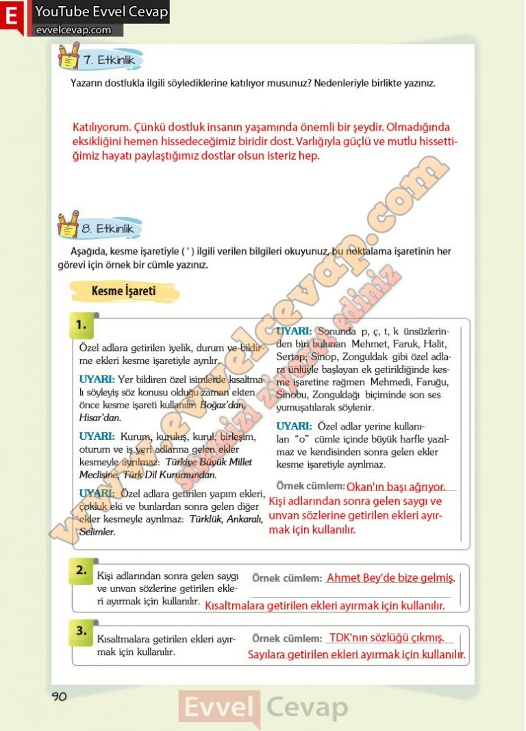 5. Sınıf Türkçe Ders Kitabı Sayfa 85-86-87-88-89-90-91-92 Cevapları ...