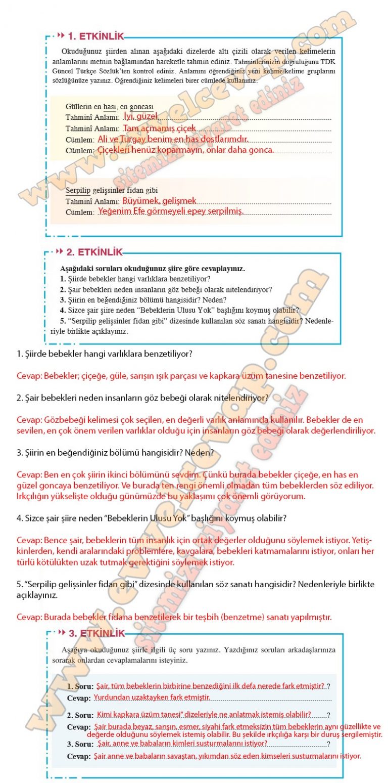 8. Sınıf Türkçe Ders Kitabı Sayfa 170-171-172-173-174-175 Cevapları ...